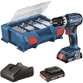 Bosch GSB 18V-45 Ak&uuml;l&uuml; Darbeli Delme/Vidalama Makineleri (2x GBA 2.0Ah, GAL 18V-40, 63 Par&ccedil;a aksesuar seti, LC Pick&Click i&ccedil;i