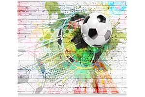 murando Papier peint intissé 350x256 cm Décoration Murale XXL Poster Tableaux Muraux Tapisserie Photo Trompe l'oeil Football Brique Graffiti Enfants i-B-0044-a-a