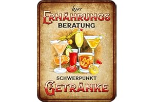 RAHMENLOS Dekoracyjna tabliczka blaszana doradztwo żywieniowe - środek ciężkości napoje