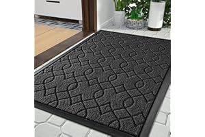 Yimobra Outdoor Door Mat, Heavy Duty Water Absorbent Mud Resistant Easy Clean Entry Outdoor Mats,Non Slip Backing, Exterior Mats for Outside Patio Porch Farmhouse, 75 x 43 cm, Black