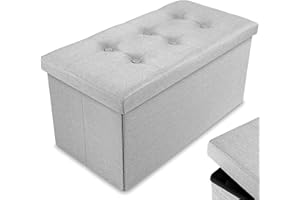 Nyxi Ottoman 76 * 38 * 38cm Foldable Storage Boxes Seat Foot Stool Storage Box with Lids for Kids Toys, Bedroom, Hallway, Living Room Light Grey