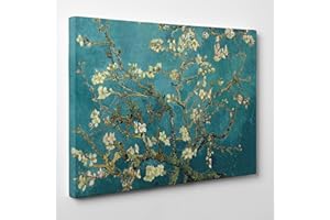 CONKREA Quadro su Tela Canvas - INTELAIATO - Pronto da Appendere - Van Gogh - Ramo di MANDORLO Fiorito- 50x70cm - Senza Cornice - (cod.296)