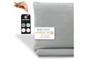 ‎PURE SHORES pure shores®☀️ Musselin Bettwäsche 135x200 cm | Flauschige Bettwäsche | 100% Baumwolle mit Oeko-TEX® | Extra kuschelig und weich | Kissenbezug - mit Reißverschluss (Grau, 80x80)