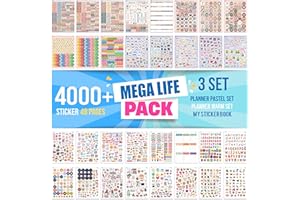 colortouch Zestaw naklejek do planowania – 4000 sztuk, 48 arkuszy naklejek do terminarza miesięcznego – album fotograficzny do kalendarza, planera, organizera, planera, dziennika, notatnika,