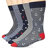 Amazon Essentials Herren Gemusterte Socken (Früher Goodthreads), 5 Paar