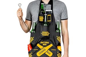 Froster Grembiule Uomo in Cucina, Grembiule da Cucina da Uomo con Tasche per Birra, Grembiule BBQ per lui, Barbecue, Regalo