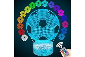 Erweicet 3D Football Night Light for Kids, Soccer Football 3D Illusion Lamp, Football Gifts, Football Night Lights for Boys