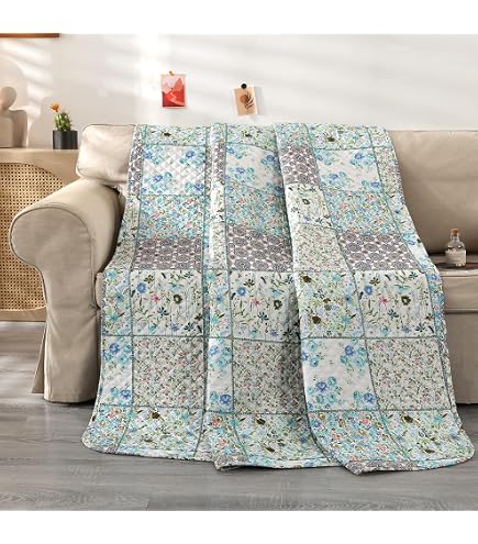 Couvre-lit Matelassé King Size 200x230cm - Imprimé Floral Réversible - Polyester Doux