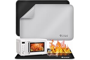 ZJTAPE Alfombrilla resistente al calor - 2 Piezas Alfombrillas de silicona ignífugas 60x40cm, Base ignífuga para encimeras de cocina, Antideslizantes e impermeables para freidora de aire (Negro + Plata)