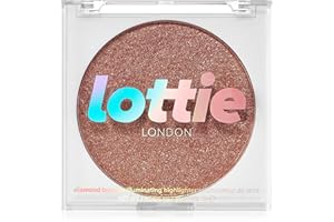 Lottie London Diamond Bounce Highlighter in Rose Gold, Ultra-fine Gel-powder Highlighter with Rose Gold Shimmer for an Icy Iridescent Highlight