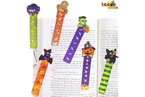 ‎JOYIN JOYIN 144 Stück Halloween Lesezeichen Lineale (6 Designs) mit Halloween-Themen-Drucken für Halloween-Dekorationen, Halloween-Party-Dekor, Klassenzimmer-Belohnungen und Süßes oder Saures