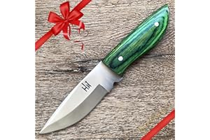 Hobby Hut HH-322, Coltello da Caccia Fatto a Mano su Misura con Fodero, Coltello Buschraft a Lama Fissa Full Tang Progettato per Campeggio e Sopravvivenza