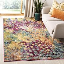 SAFAVIEH Boho Teppich – Monaco Collection, 120 X 120 Cm, Kurzer Flor, Pink & Mehrfarbig – Für Wohnzimmer, Schlafzimmer, Esszimmer