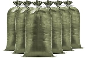 Carrywell (Not Made in China) Heavy Duty Sandbags for Flooding (30 Bags), 14in x 26in with Tie Strings, Flood Water Barrier, UV Protection Sand Bags for 1600 Hours, CW-005, Green