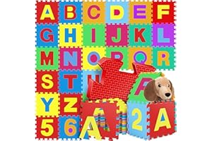 KIDIZ® 36 Piezas de Alfombra de Rompecabezas, Alfombra de Juego para niños, Alfombra de Espuma, Alfombra para niños, Rompecabezas de números y Letras, Alfombra Protectora, Multicolor