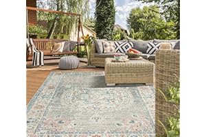 ‎THE CARPET the carpet Palma - robuster Outdoor Teppich, modernes Design, Wetterfest & UV-beständig, für Balkon, Terrasse und Wintergarten Aber auch für Küche oder Esszimmer geeignet, Grau-Orient, 80 x 300 cm