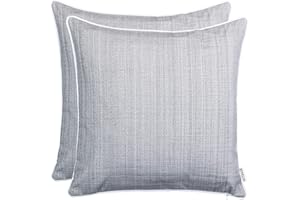 ‎BRANDSSELLER Brandsseller 2er Set Outdoor Kissen 45x45 cm – Wetterfeste Zierkissen mit Paspel in Leinenoptik – Wasserabweisende Gartenkissen & Dekokissen für draußen – Sofakissen für Balkon & Terrasse - Hellgrau