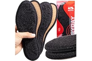 ‎SULPO SULPO 2 Paare Winter-Einlagen - Weiche, warme Einlagen Schafwolle und Kork - Stoßdämpfung dank natürlichem Kork - Dicke Thermo - Schwarze Winter Einlegesohlen - 39