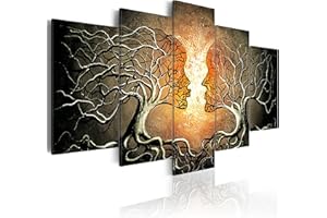 murando - Bilder Bäume Kuss 150x75 cm Vlies Leinwandbild 5 tlg Kunstdruck modern Wandbilder XXL Wanddekoration Design Wand Bild Abstrakt Wanddeko Wohnzimmer Leinwand Liebe Natur wie gemalt Braun