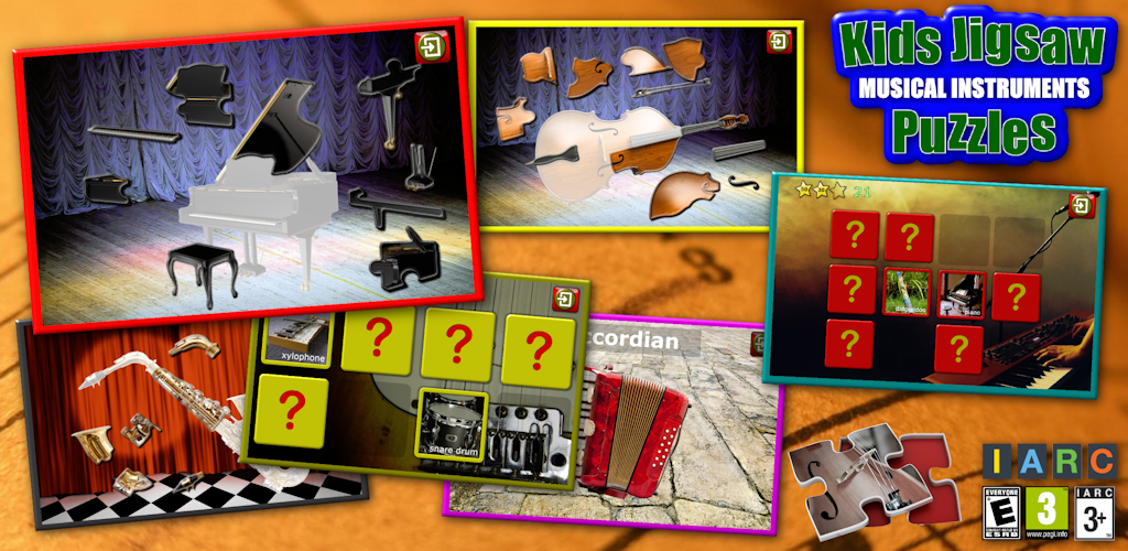 Kids Musical Jigsaw Puzzles educational shape and matching young childrens game suitable for