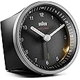 Braun Classic Radio Controlled Analogue Alarm Clock For Central European Time Zone (DCF/GMT+1) With Snooze And Light, Quiet Movement, Crescendo Beep Alarm - Silver/Black BC07SB-DCF