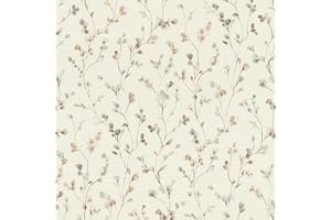 Rasch Tapet 486131 – ljus fleecetapet med små blommor i beige och brungrå i akvarellutseende från Country Charm