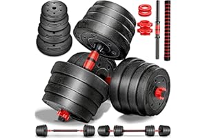 RE:SPORT 2 in 1 Hanteln Set 15-30kg | Hantelset verstellbar | Kurzhantel & Langhantel | Sternverschlüsse & Verbindungsrohr