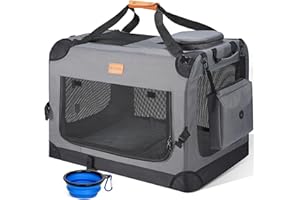 morpilot Transportín Perro Gato, Bolsa Transporte Transpirable para Mascotas, Portador de Viaje con Correa de Hombro Ajustable, Transporte de Gato con Colchón Suave+Tazón (70 * 52 * 52)