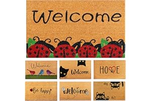AMARU DOOR MATS Zerbino Coccinelle Fibra di Cocco - 70x40cm Zerbino Ingresso Casa con Superficie Antiscivolo in PVC e Fibra Cocco - Per Corridoi, Porte Esterne - Accessori per la Casa - Design Minimalista Originale