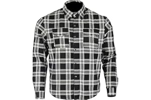 Bikers Gear Australia, Camicia protettiva in flanella di Kevlar (aramide) multicolore Nero e bianco
