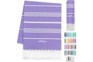 ‎LESTOFF LeStoff tradycyjny ręcznik hammam ręcznik plażowy ręcznik kąpielowy ręcznik do sauny ręcznik prysznicowy ręcznik spa sport joga podróż 100% bawełna organiczna. Trwałe, naturalne, miękkie i wstępnie prane. (95 x 180 cm, Ultra Violet)