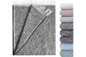 GFD Textiles - Colcha Foulard Lagos Gris 230x290 cm | Manta Plaid Foulard Protectora para Sofá Grande y Cama King | Diseño Jacquard