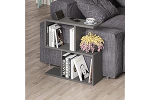 ‎HOCUS PICUS HOCUS PICUS | Homemania Holz Beistelltisch mit 2 Etagen | Sofatisch, Regal-Organizer, Büro, Wohnzimmer | 60 x 60 x 20 cm | Anthrazit