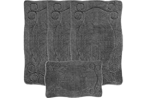 EMMAHOME ROMANY GYPSY WASHABLE 4PCS MAT/RUG SET, CARAVAN/MOBILE HOME MEDIUM SIZES, 75X125CM, ULTRA SOFT MICROFIBRE YARN, ELVIN (Fume)