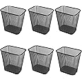 YBM HOME Mesh Wastebasket Trash Can for Home and Office Workspace, Metal Office Trash Can Rectangular-Shaped, 3.5 Gallon (6 Pack), Black 1103s
