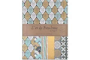 TOGA DRAEGER PARIS 1886 Or de Bombay Set de 6 Feuilles, Papier recyclé, Noir/Bleu, 21x28cm