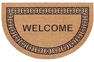 ‎HANSE HOME Hanse Home Fußmatte Kokos Halbrund 45x70cm – rutschfeste Schmutzfangmatte Natur für Innen, Fußabtreter Welcome Ornamente Kokosmatte für Eingangsbereich & überdachten Außenbereich