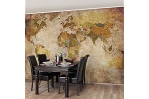 Carta da parati mappamondo Apalis zuhausewohnen larghezza, carta da parati in tessuto non tessuto carta da parati fotografica da parete murale, beige, 98593-673009-1374993