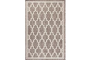 Lord of Rugs Indoor Outdoor Rug Terrace Spanish Tile Pattern Garden Trellis Patio Living Room Kitchen Flatweave Rug Taupe/Natural X-Small 60x120 cm (2'x4')