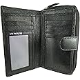 Ladies Multi-Coloured Leather Purse with RFID Protection for 7 Cards, Notes and Coins (Black)