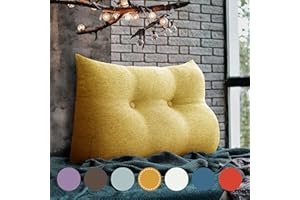 Vercart Wedge Cushion for Bed, Sofa, for Reading; Headboard Cushion, Back Support, Washable Linen