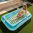 Sloosh 70" x 46" Inflatable Suntan Pool Float, Heavy Duty Inflatable Tanning Pool Lounge Raft, Water Fillable Tanning Pool for Adult Summer Water Play