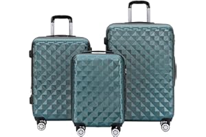 BEIBYE Kofferset 4 Zwillingsrollen Hartschale Trolley Koffer Reisekoffer Reisekofferset Gepäckset in 12 Farben (Dunkelgrün)