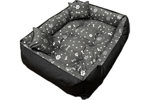 Dogs4Life New Hundebett XXL | Hundebett groß Hunde | Hundebett mittelgroße Hunde | Hundebett kleine Hunde | Hundekissen | Outdoor Hundebett | Wasserdicht (XL, Silberne Pfoten)