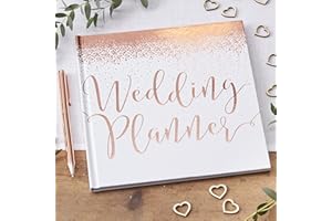 Ginger Ray White & Rose Gold Foiled Wedding Planner Book - 46 Pages - Beautiful Botanics