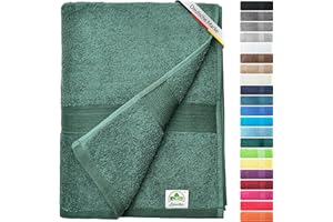 ‎LEEVITEX leevitex® Saunahandtuch XXL, flauschig und saugstark, 1 Saunatuch, 80 x 200 cm, Qualität 500 g/m², 100% Baumwolle - Dunkelgrün