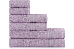nottoc asciugamani bagno – viola lavanda / 2 teli da bagno 70 x 140 + 2 asciugamani 50 x 90 + 2 asciugamani ospiti 30 x 50 – 100% cotone, spugna, morbido e assorbente, 6 pezzi set
