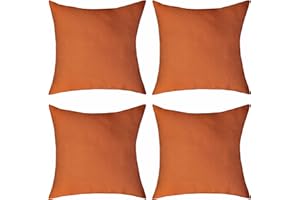 Home Brilliant Orange Outdoor Cushion Covers for Garden Chair, Waterproof Cushions Pillow Covers 18x18, Plain Design Waterproof Cushion Covers for Thanksgiving 45 x 45 CM, Pack of 4, Burnt Orange