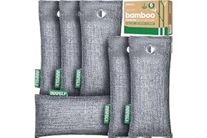 INNMILY Absorbeur d’odeurs de charbon actif, paquet de 6 éliminateurs d’odeurs de chaussures naturels, sacs de purification d’air au charbon de bambou, désodorisant pour baskets et absorbeurs d’humidité pour