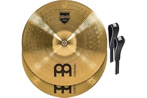 Meinl Cymbals MA-BR-16M Messing-Marschbecken im Paar inklusive Lederriemen und Pads 40,64 cm (16 Zoll)